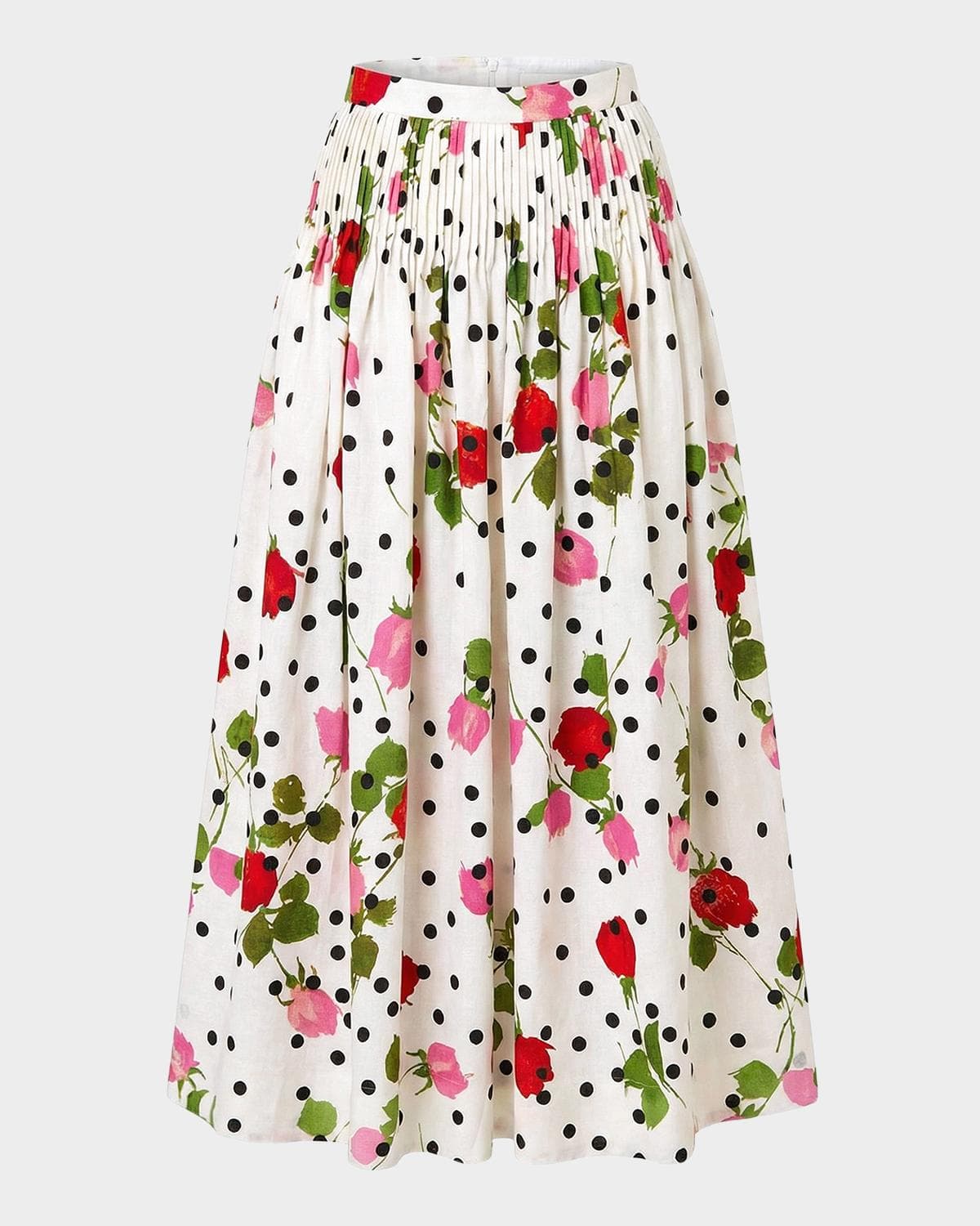 NICHOLAS Amabelle Pleated Floral-Print Midi Skirt