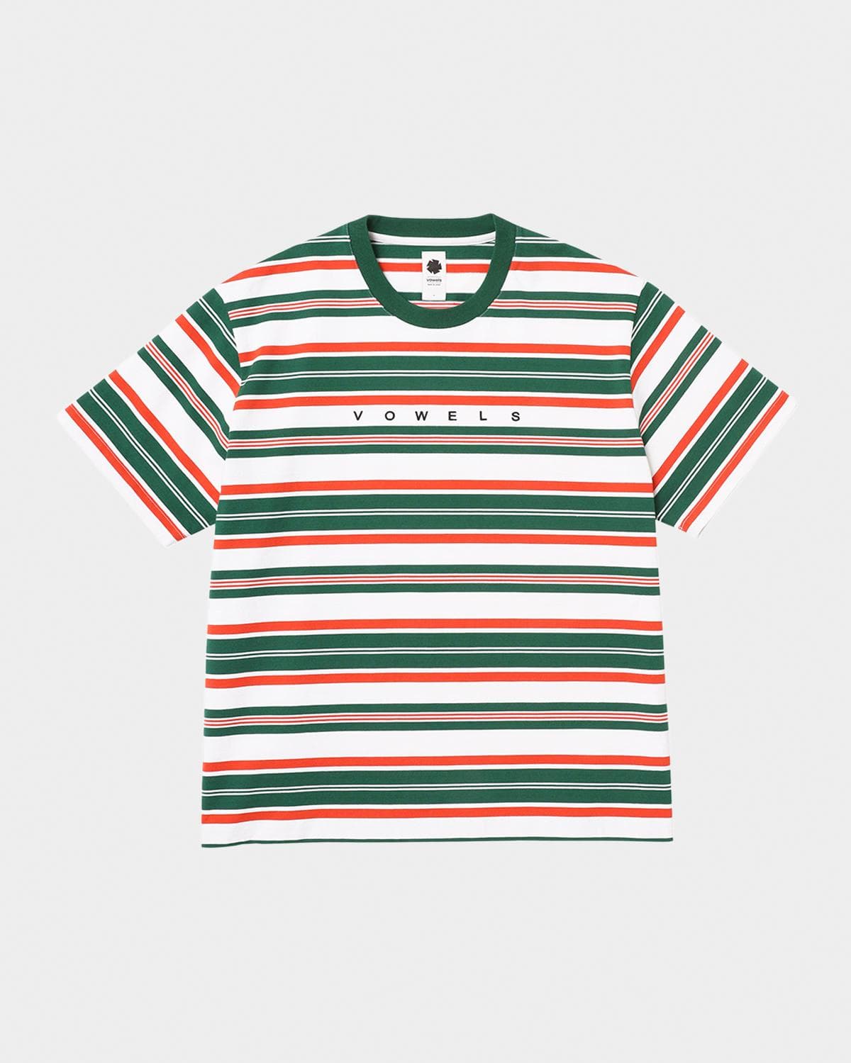 vowels Men's Cotton Multi-Stripe Logo T-Shirt