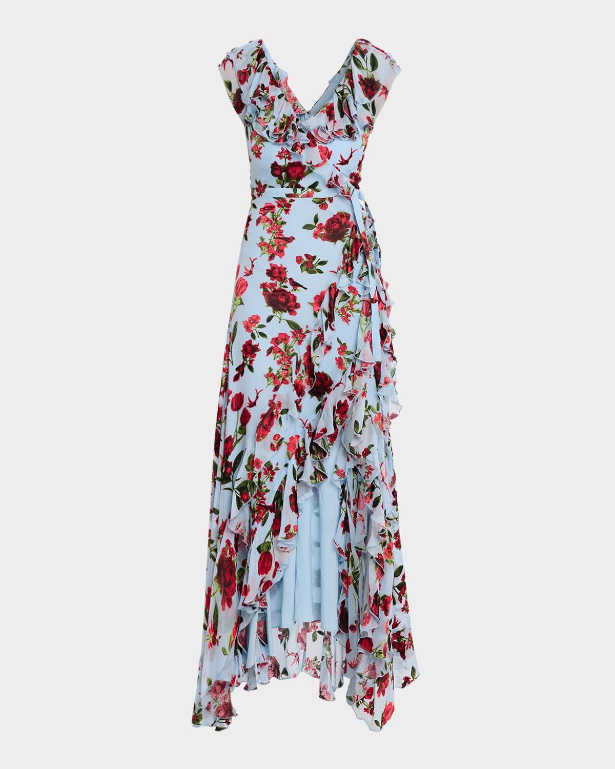 ALICE + OLIVIA Kristen Ruffle Wrap Maxi Dress