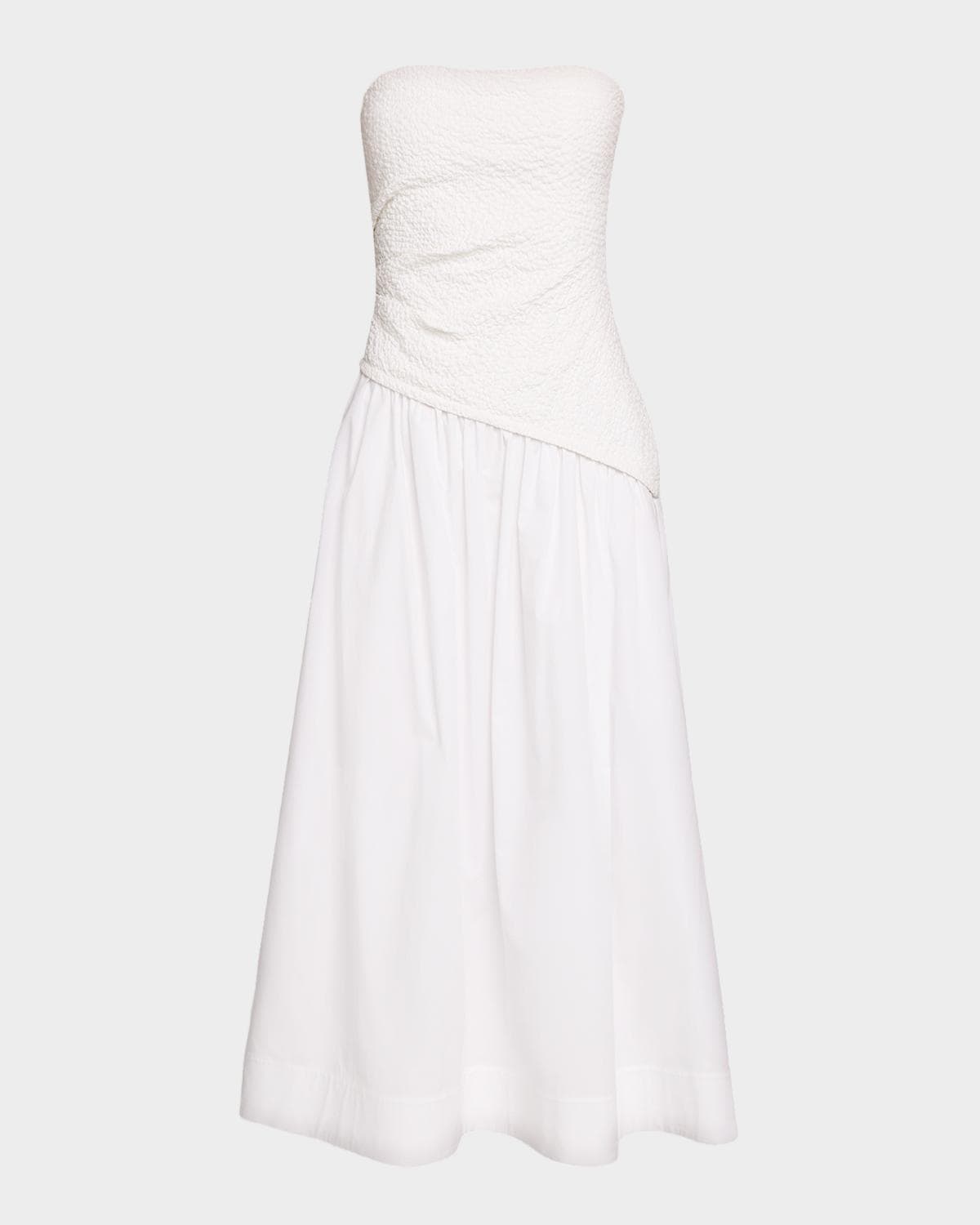 STAUD Nia Smocked Midi Dress
