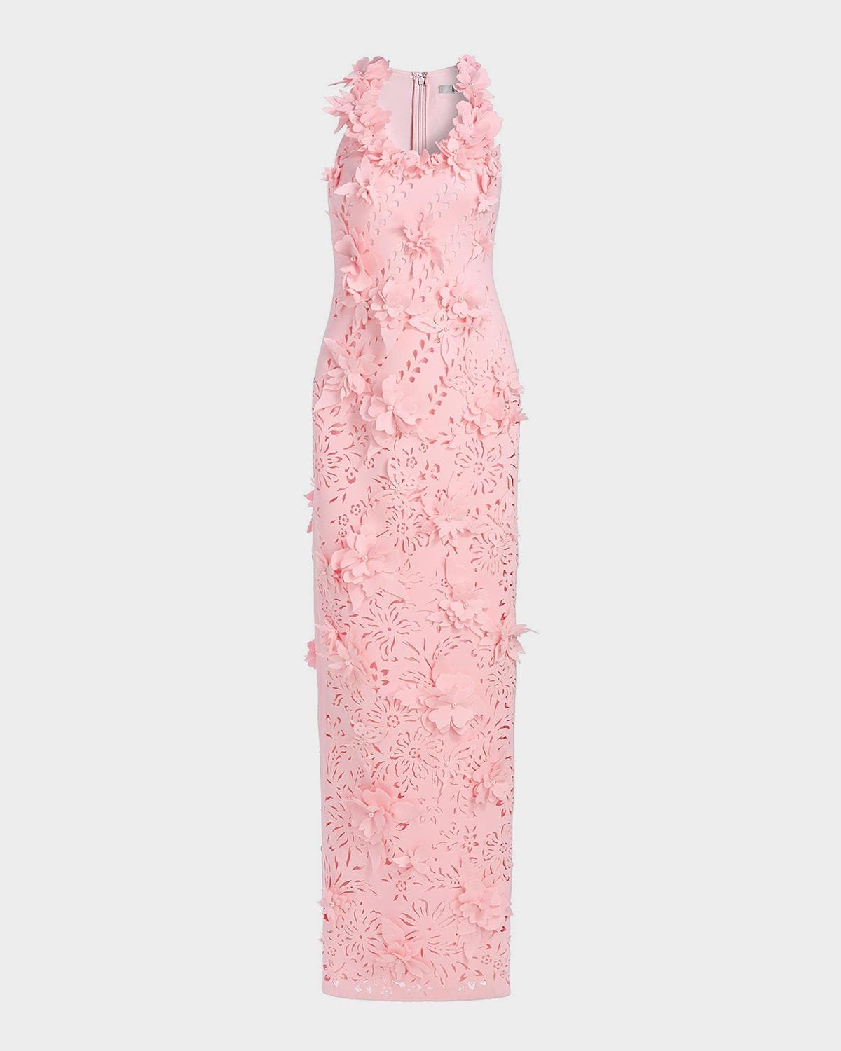 Badgley Mischka 3D Floral Pearly Embellished Gown