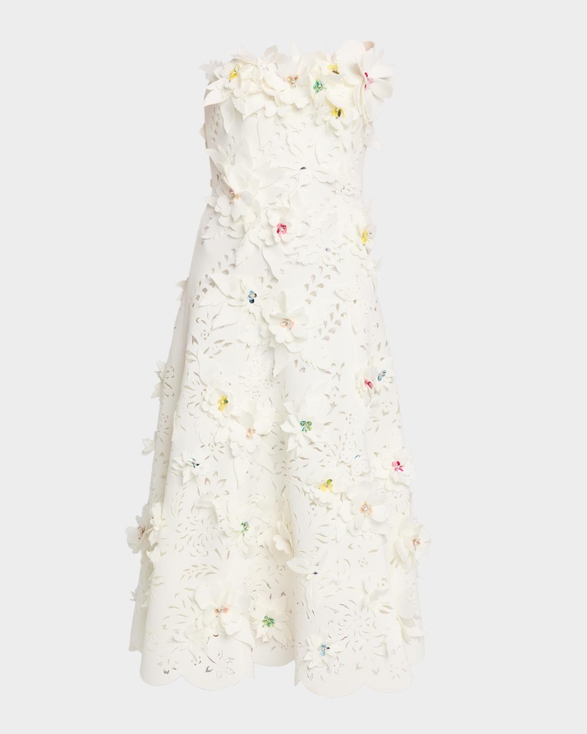Badgley Mischka Cutout Floral Applique Scuba Midi Dress
