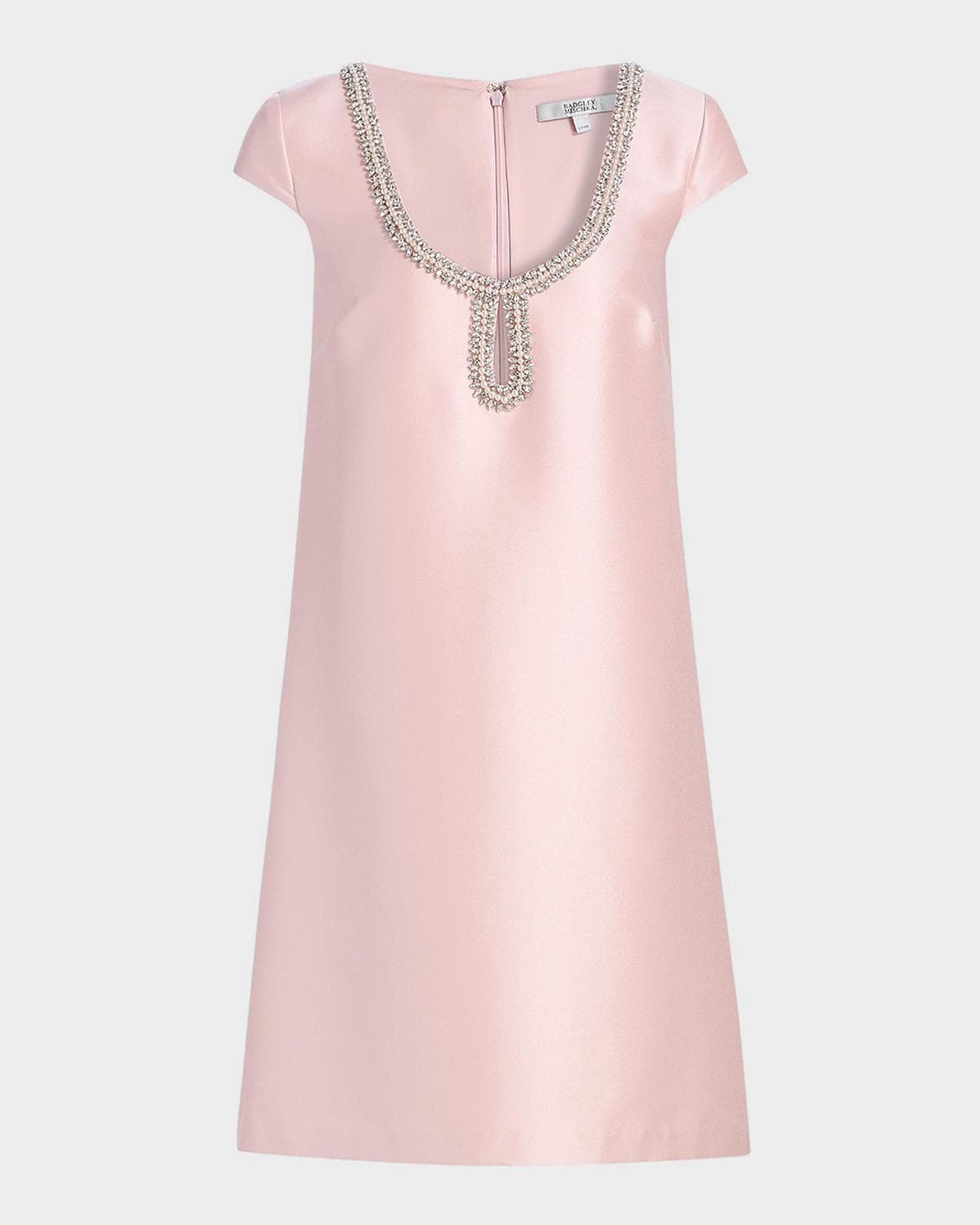 Badgley Mischka Beaded Scoop Neck Mini Shift Dress