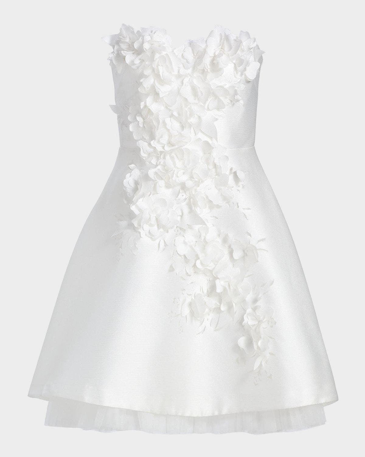 Badgley Mischka Flower Applique A-Line Mini Dress