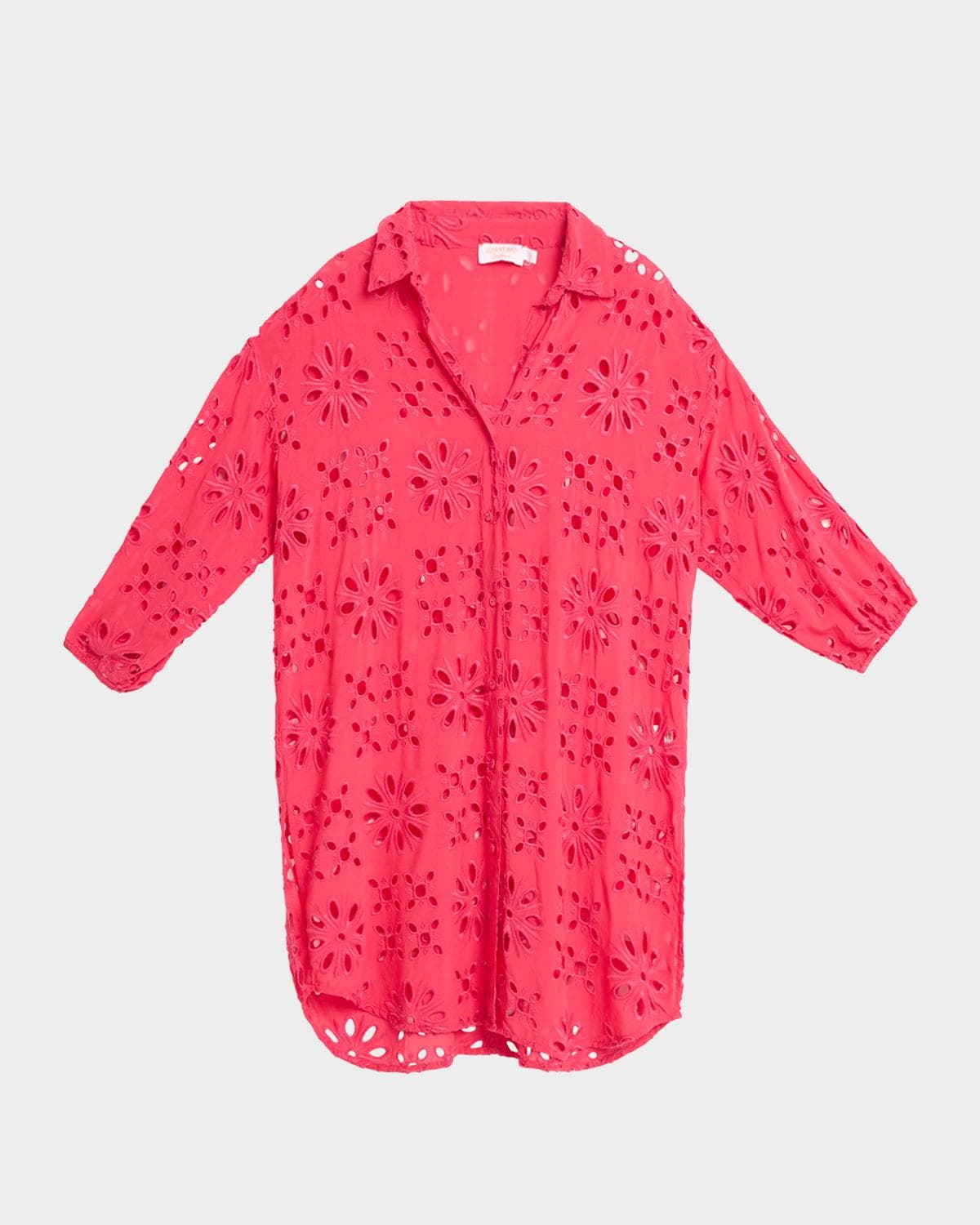 Johnny Was Floral Eyelet Shirtdress Coverup