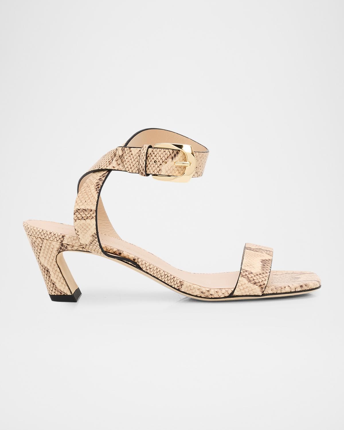 Stuart Weitzman 50mm Sai Snake-Embossed Leather Ankle-Strap Sandals