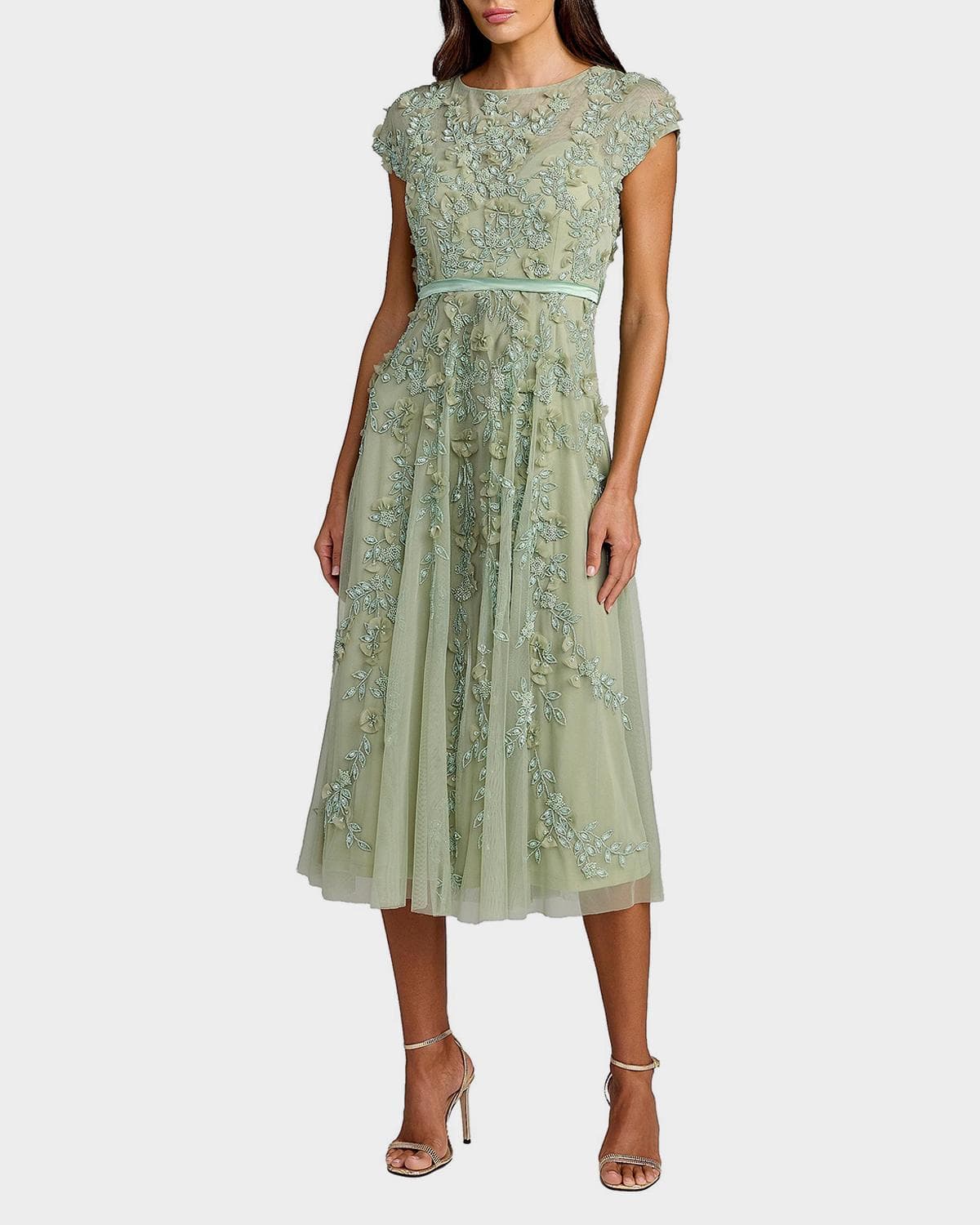 Mac Duggal Embellished Mesh A-Line Cocktail Dress