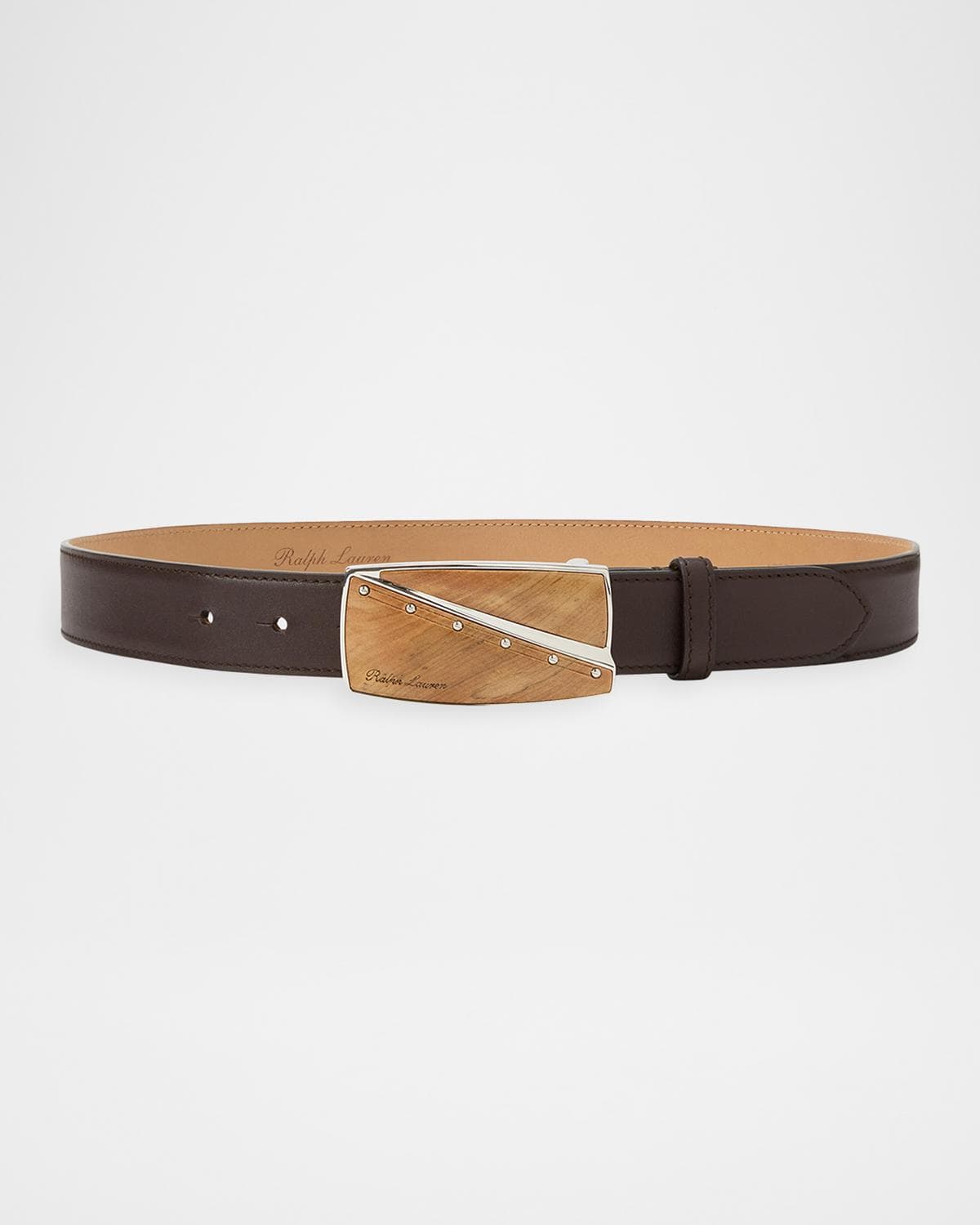 Ralph Lauren Collection Abstract-Plaque-Buckle Calfskin Belt