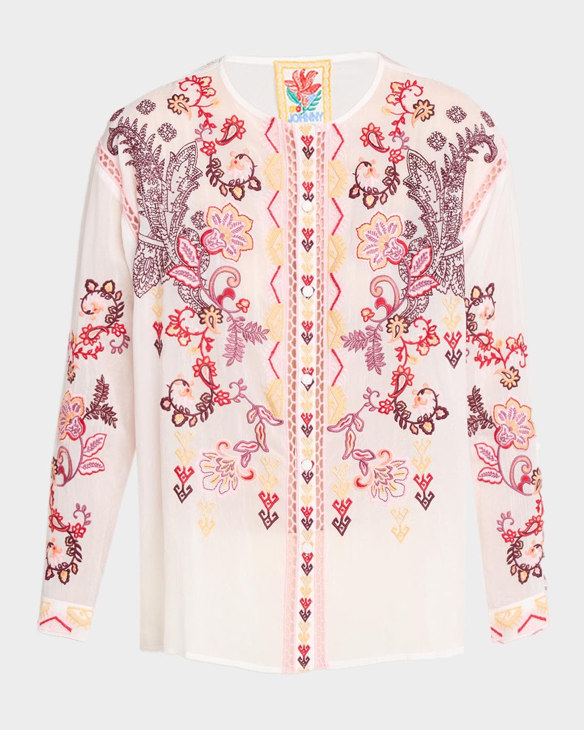 Johnny Was Karol Floral-Embroidered Shirt