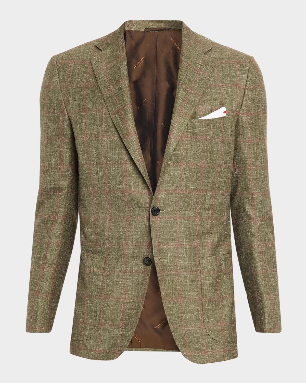Kiton Men's Cashmere Windowpane Single-Breasted Sport Coat