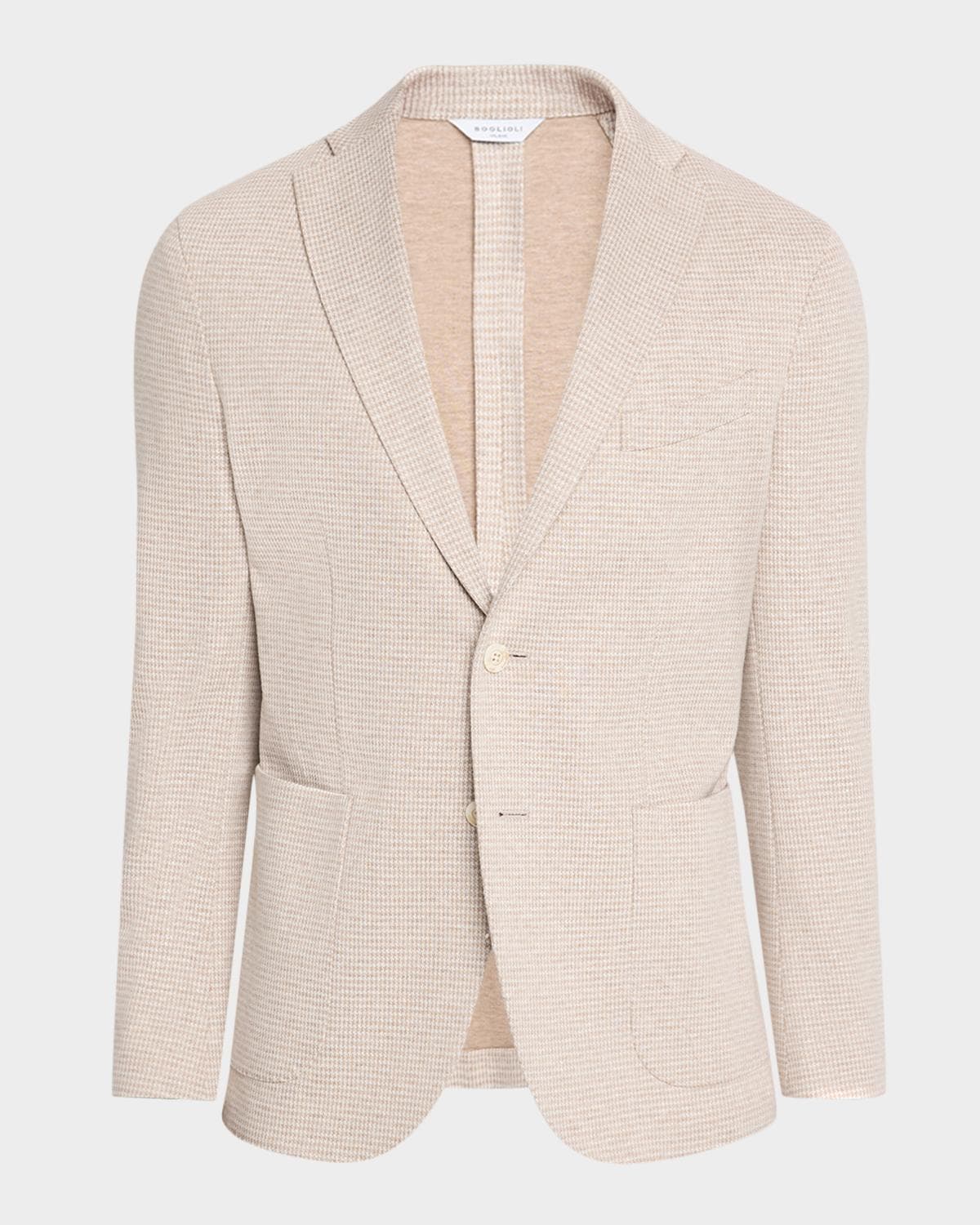 Boglioli Men's Cotton and Linen Houndstooth Single-Breasted Sport Coat