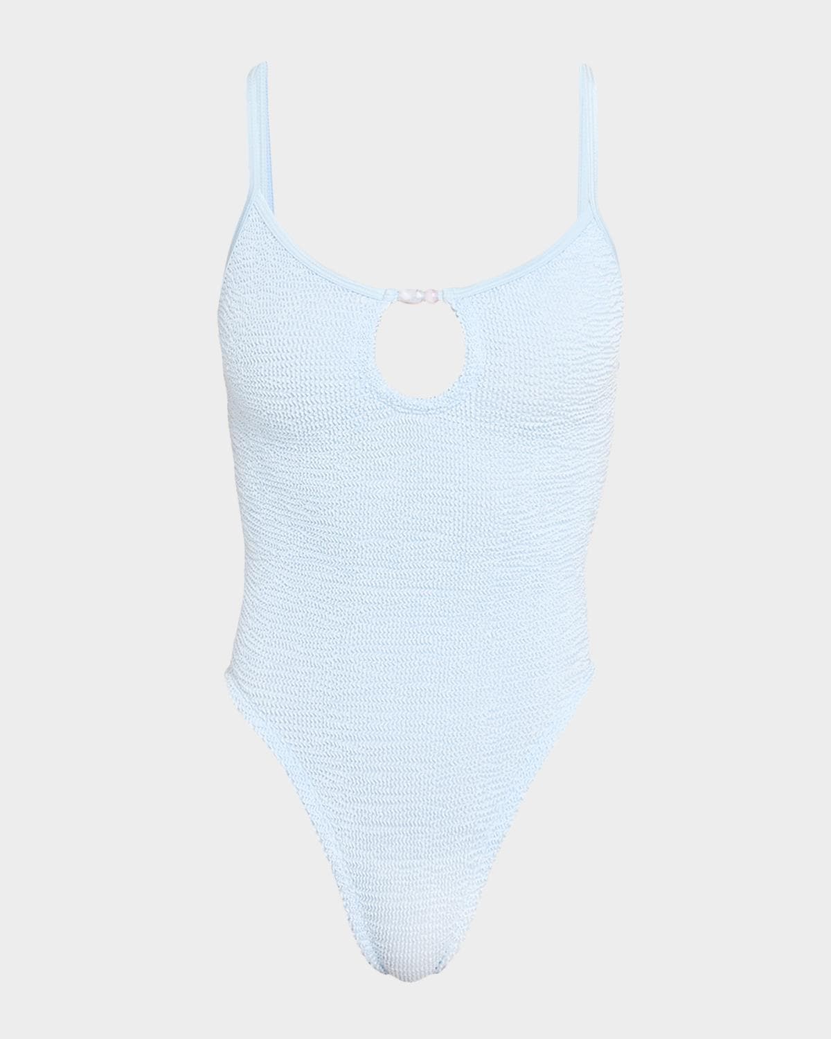 Hunza G Mia Beaded Keyhole One-Piece Swimsuit
