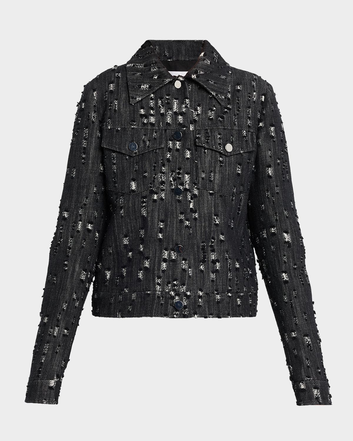 Michael Kors Collection Frayed Cotton Denim Jean Jacket