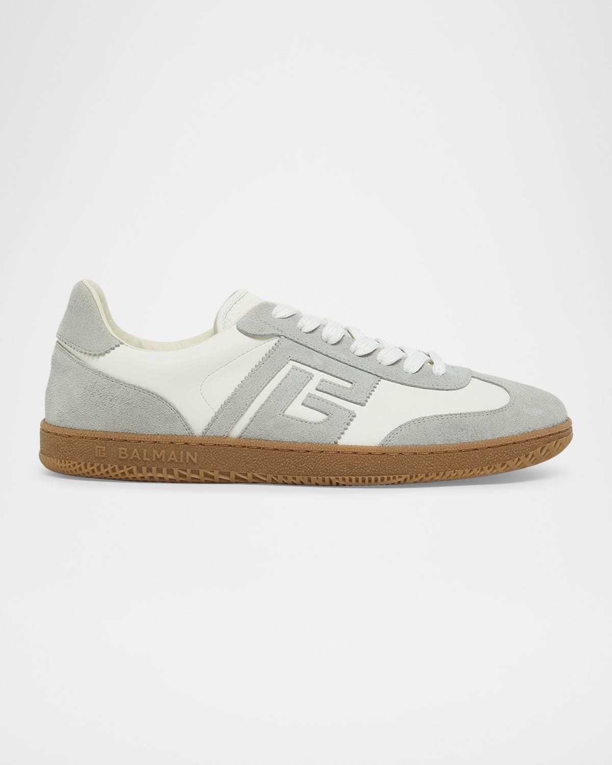 Balmain Men's Swan Leather and Suede Low-Top Sneakers