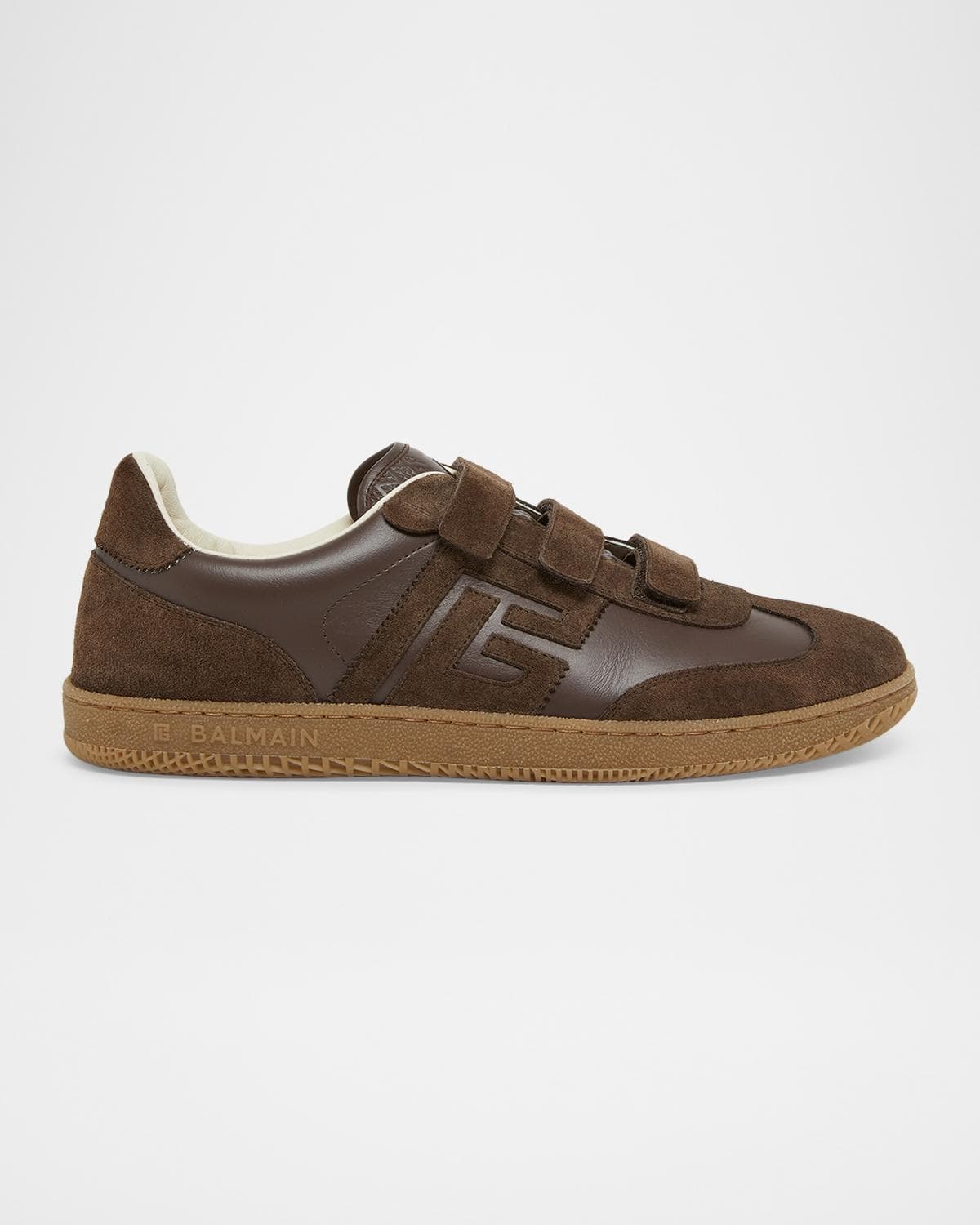 Balmain Men's Swan Leather PB Grip-Strap Sneakers