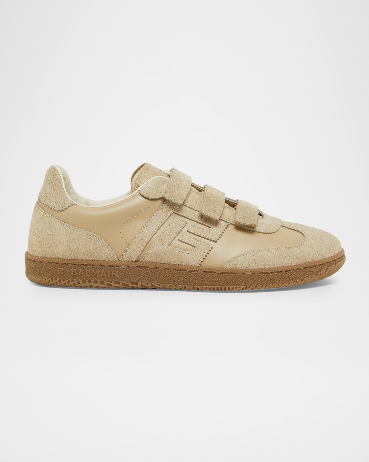 Balmain Men's Swan Leather PB Grip-Strap Sneakers