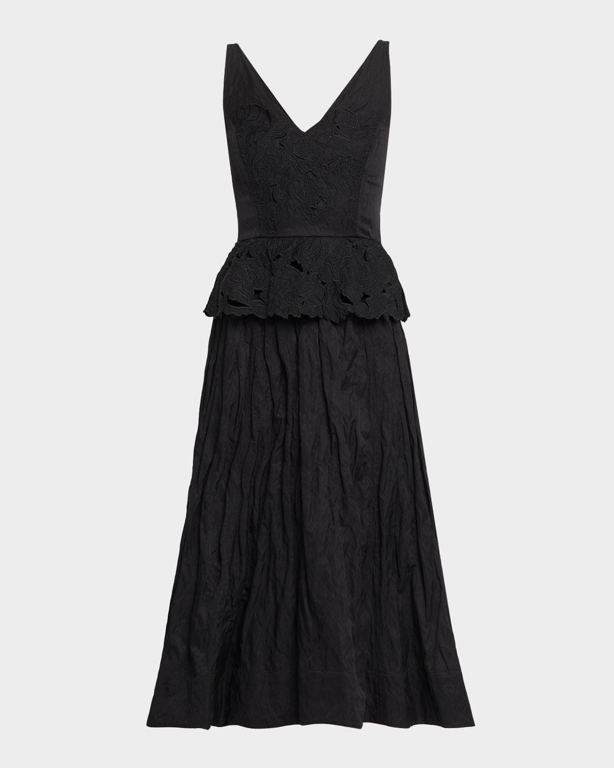 Jason Wu Collection Sleeveless Floral Embroidered Peplum Midi Dress