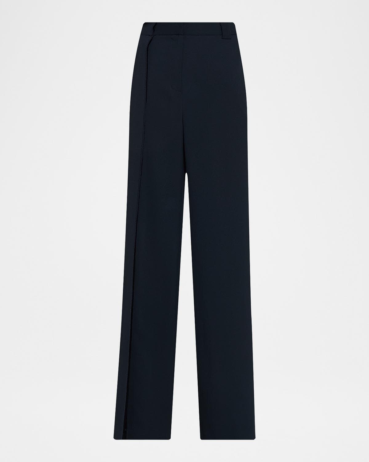 Jason Wu Collection Asymmetric Pleat Straight-Leg Cady Trousers
