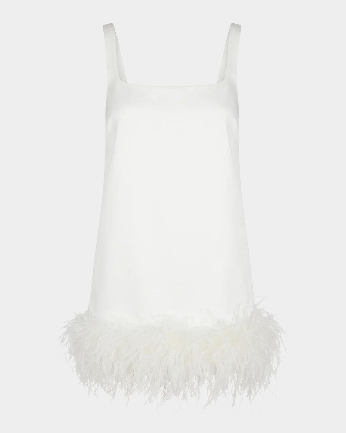 Retrofête Ragna Feather-Trim Mini Dress · MEDIUM