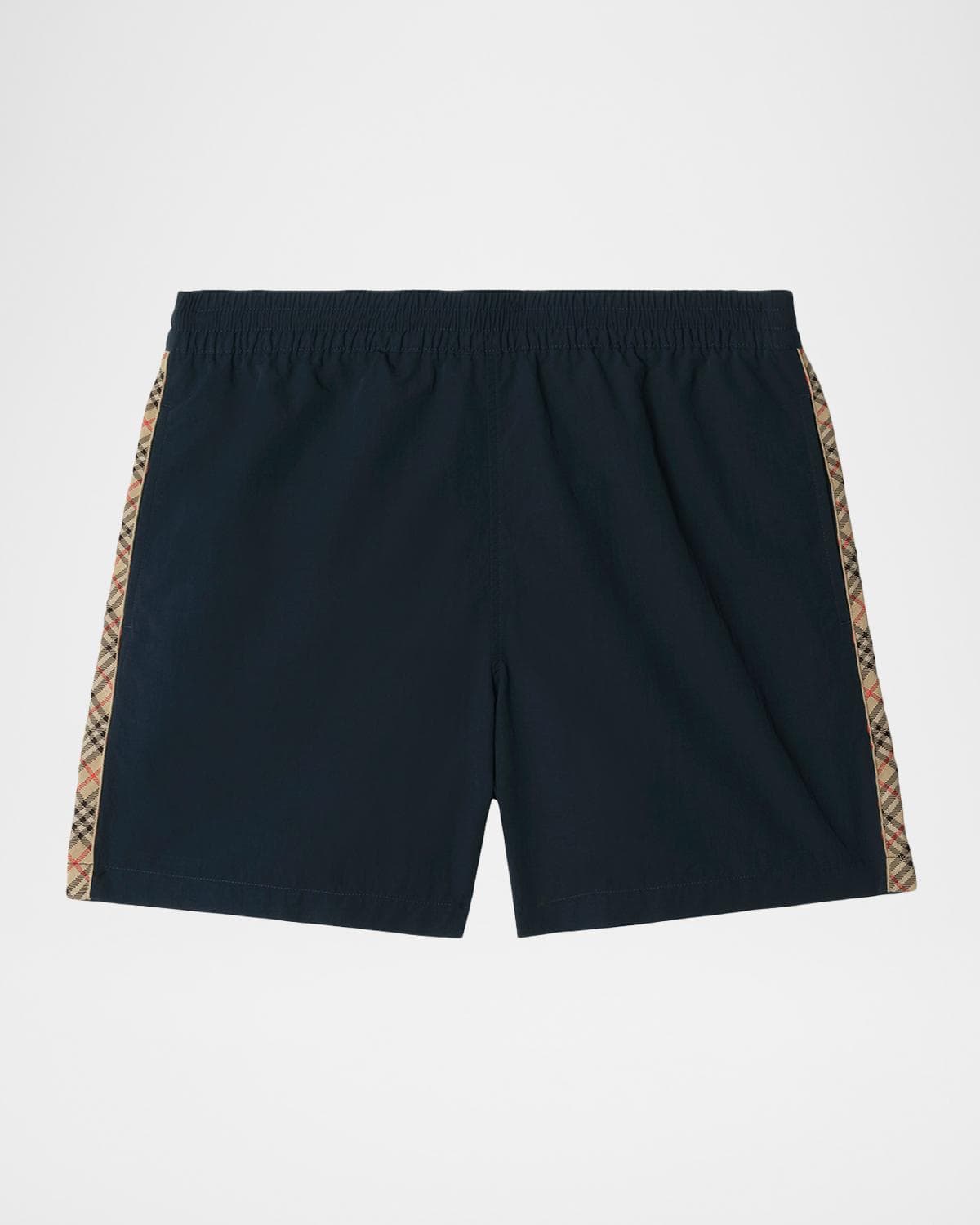 Burberry Men's Nylon Check-Trim Swim Trunks
