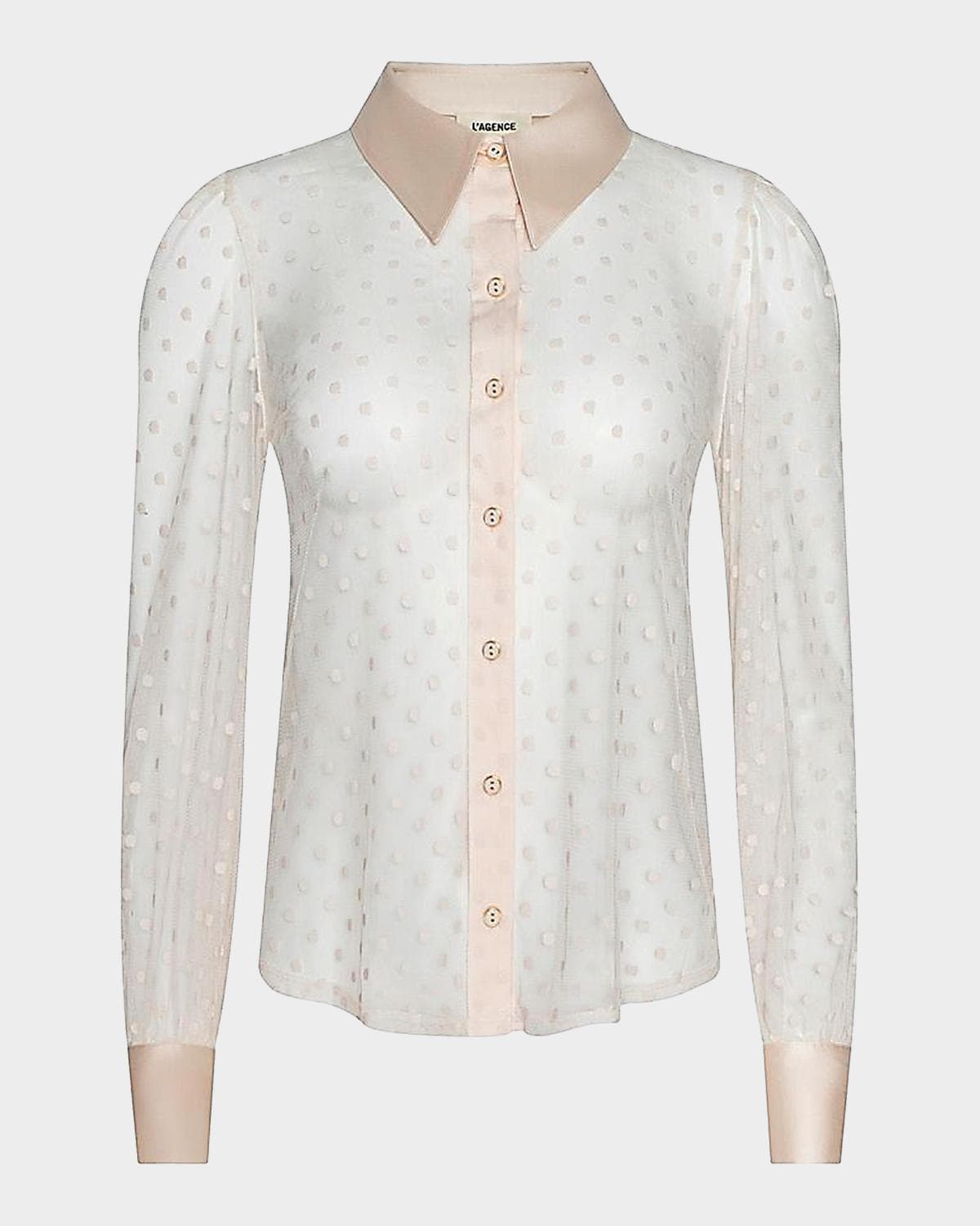 L 'AGENCE Sophie Sheer Swiss Dot Blouse