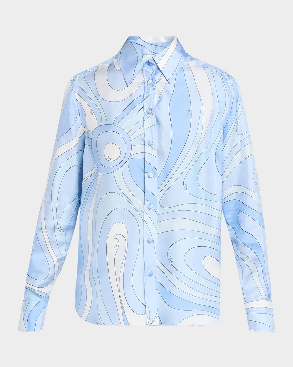Pucci Marmo-Print Silk Twill Button-Down Shirt