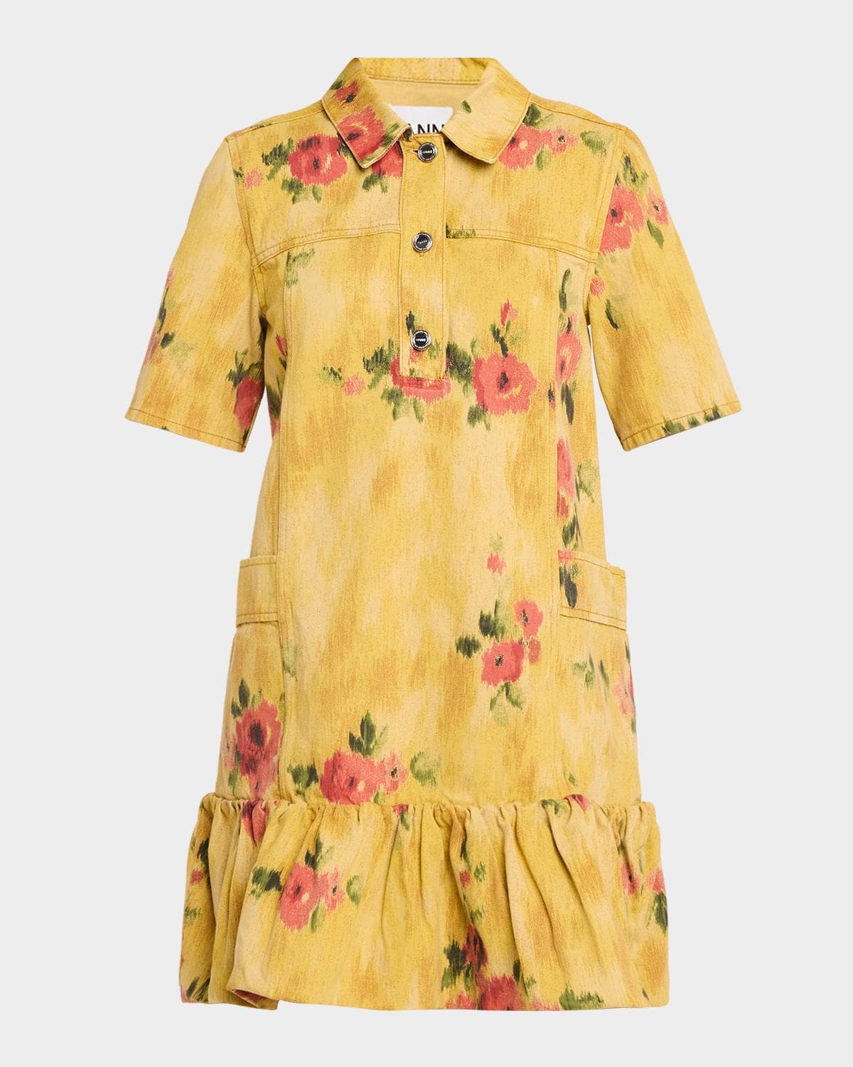 Ganni Floral Denim Mini Dress