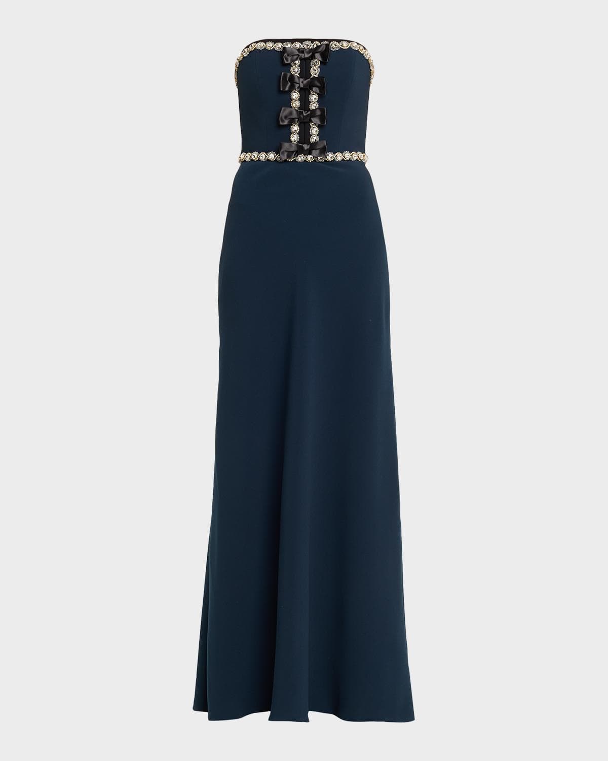 Jenny Packham Tandy Bow Embellished Strapless Gown
