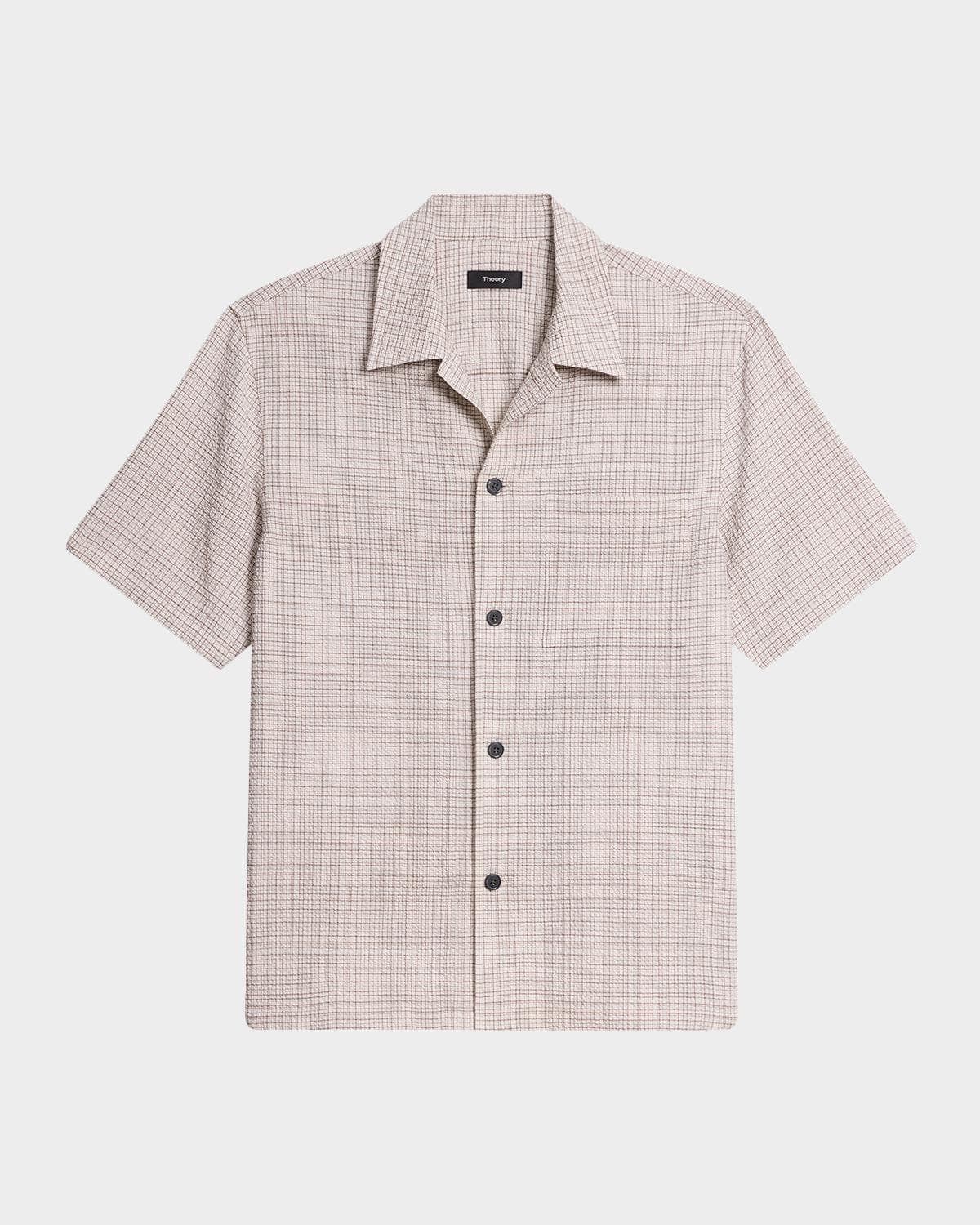 Theory Men's Textured Cotton Crosshatch Short-Sleeve Shirt