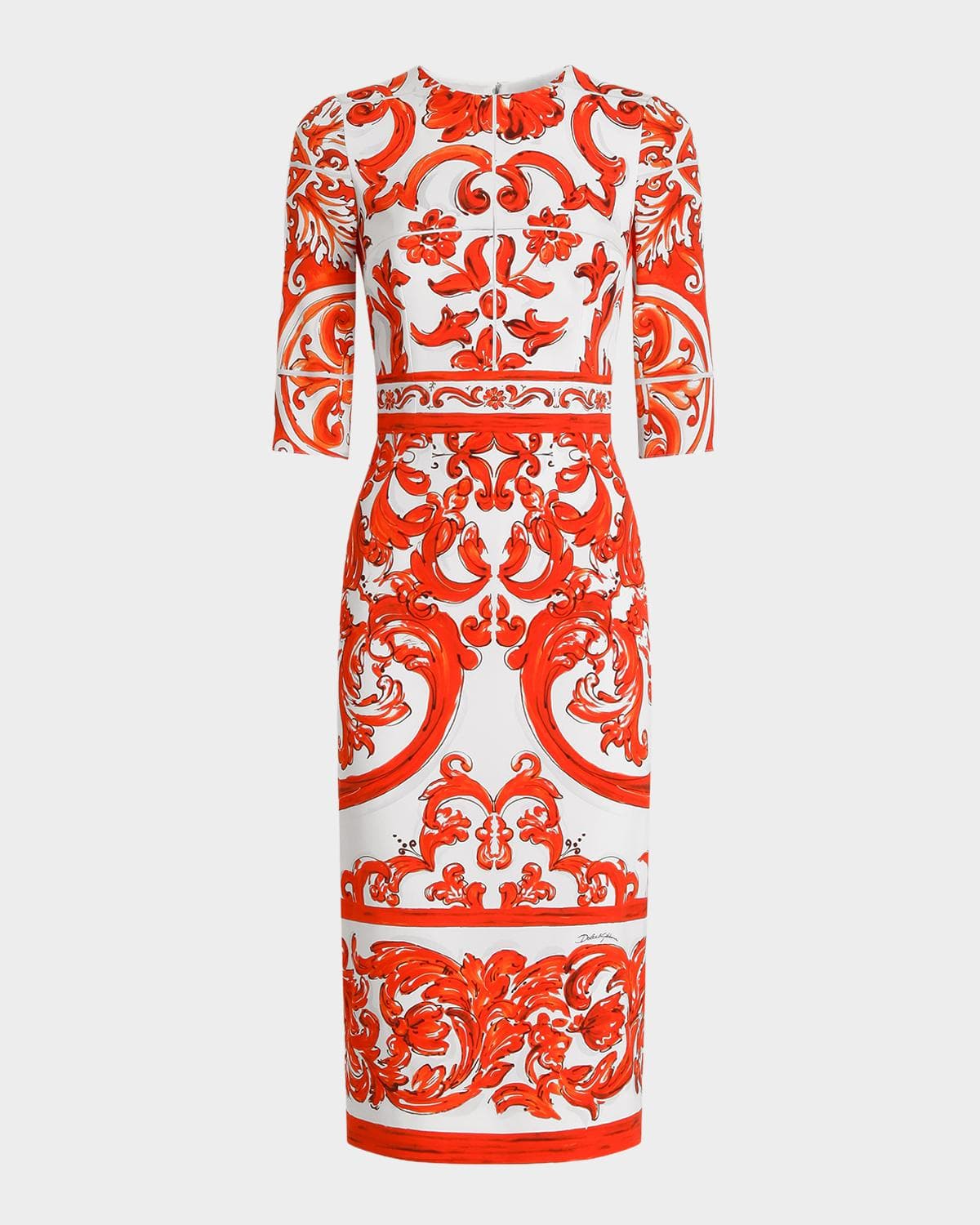Dolce & Gabbana Majolica-Print Charmeuse Midi Dress