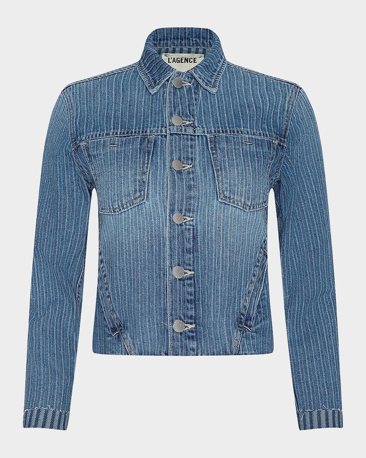 L 'AGENCE Janelle Raw Slim-Fit Denim Jacket