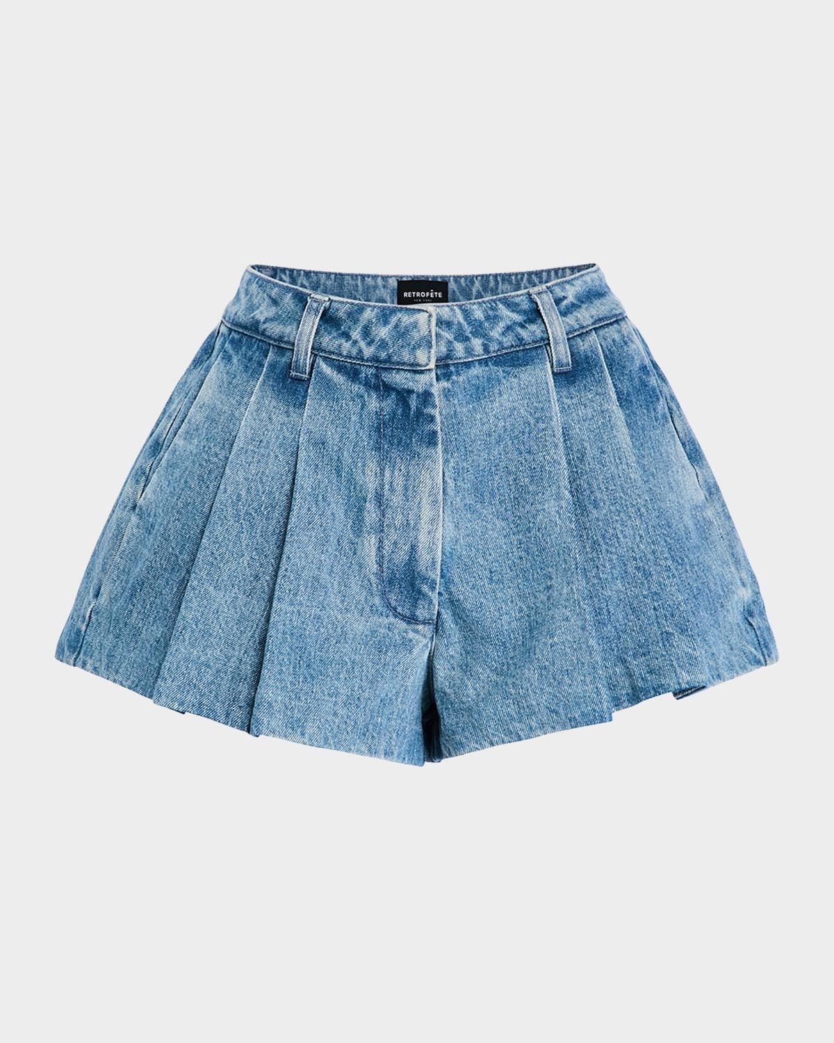 Retrofête Zayna Pleated Denim Shorts · 28