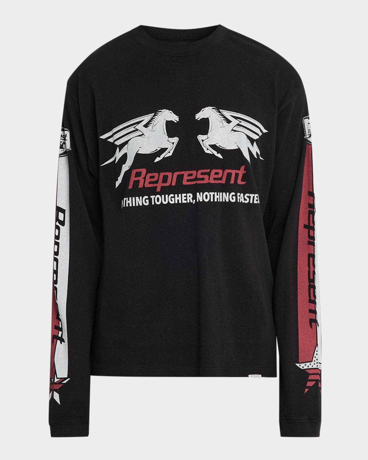 REPRESENT Men's Mesh Pegasus Cotton Long-Sleeve T-Shirt