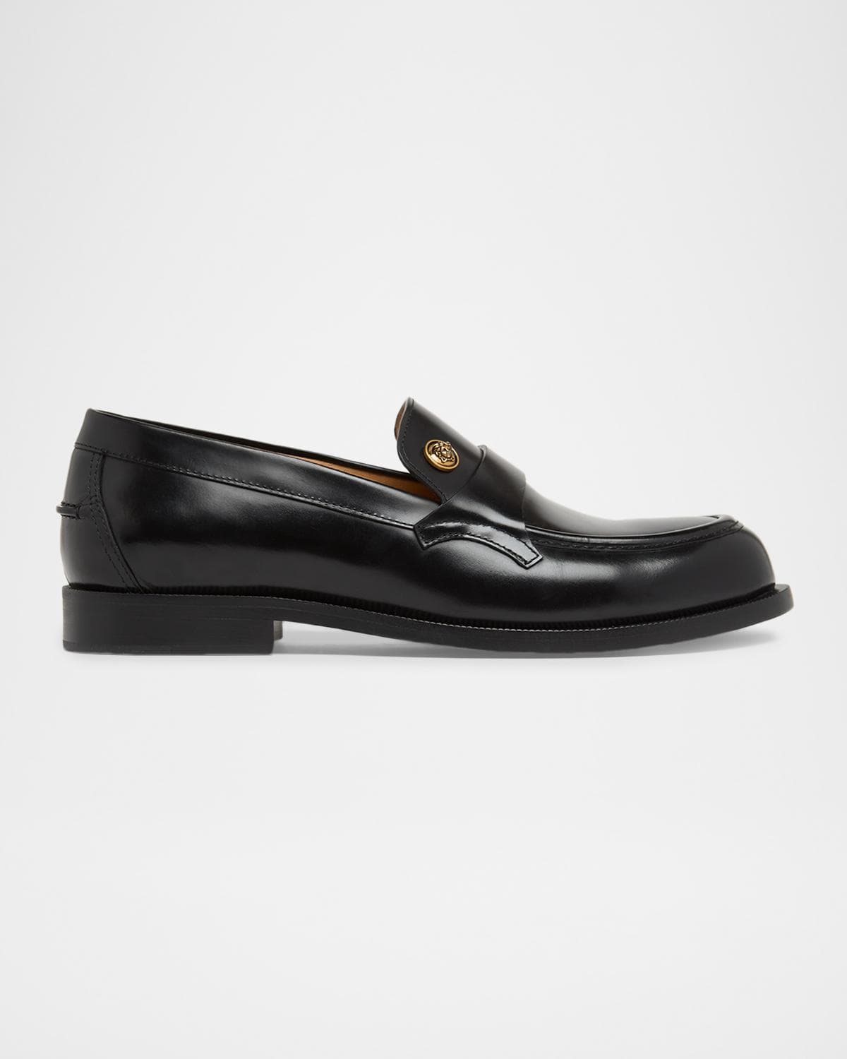 Versace Men's Leather Medusa Coin Penny Loafers