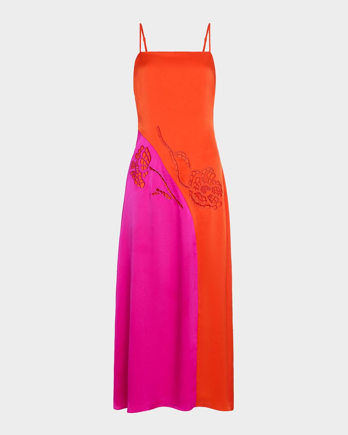 Ramy Brook Jasmine Floral Embroidered Colorblock Dress