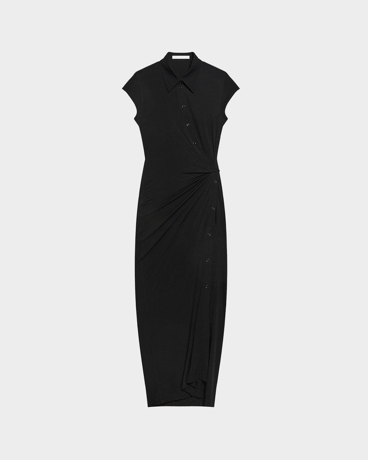 Helmut Lang Short-Sleeve Twist Jersey Midi Dress