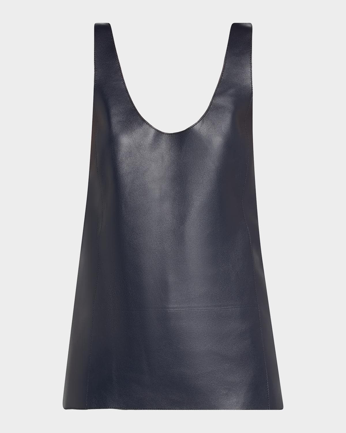 Bottega Veneta Scoop-Neck Open-Back Leather Tank Top