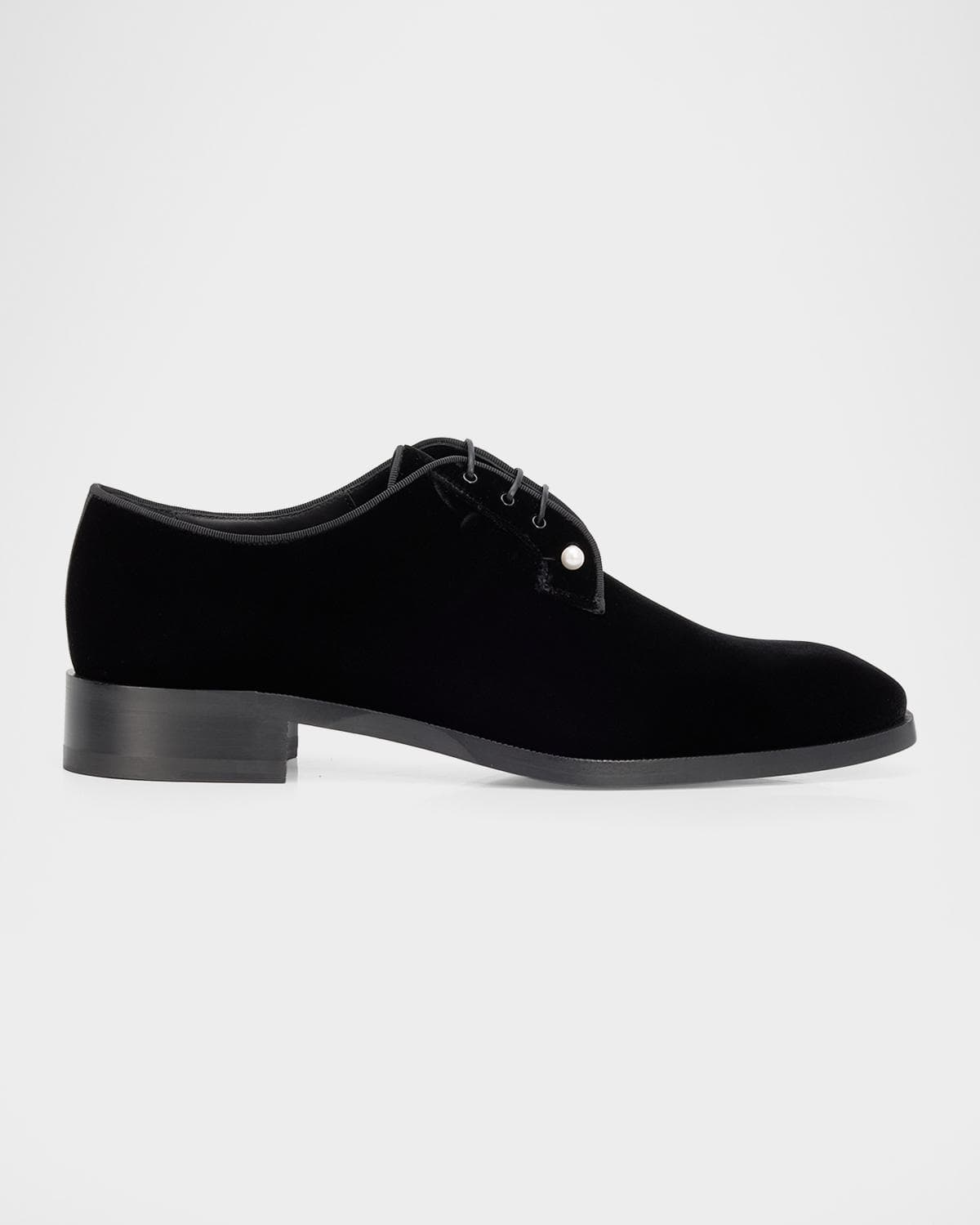 Christian Louboutin Men's Chambeliss Embellished Velvet Derbys