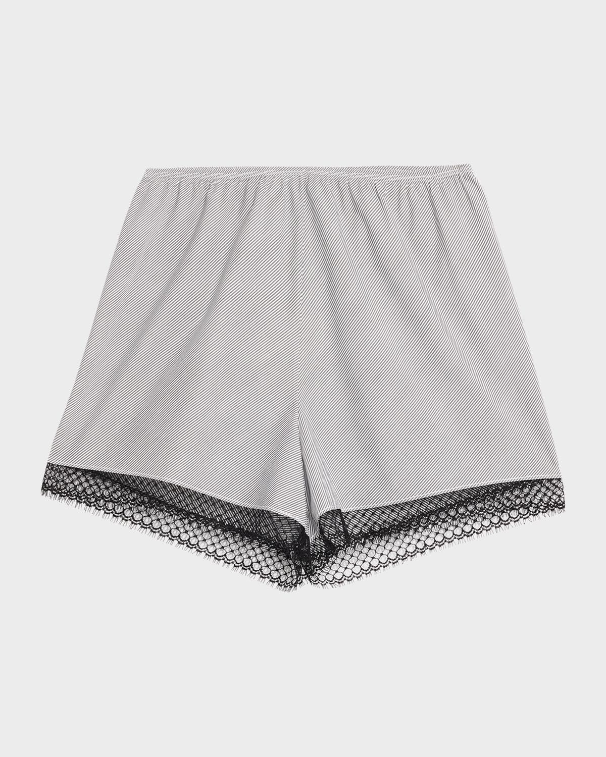 MARIA MCMANUS Lace Bias Shorts with Pinstripes