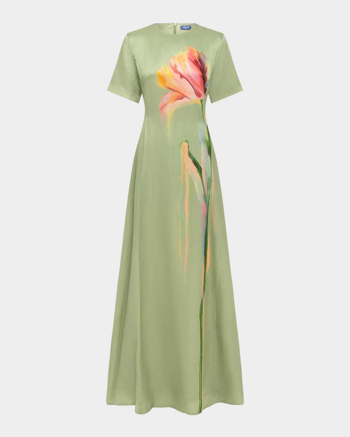 LEO LIN Alice Floral Short-Sleeve Maxi Dress