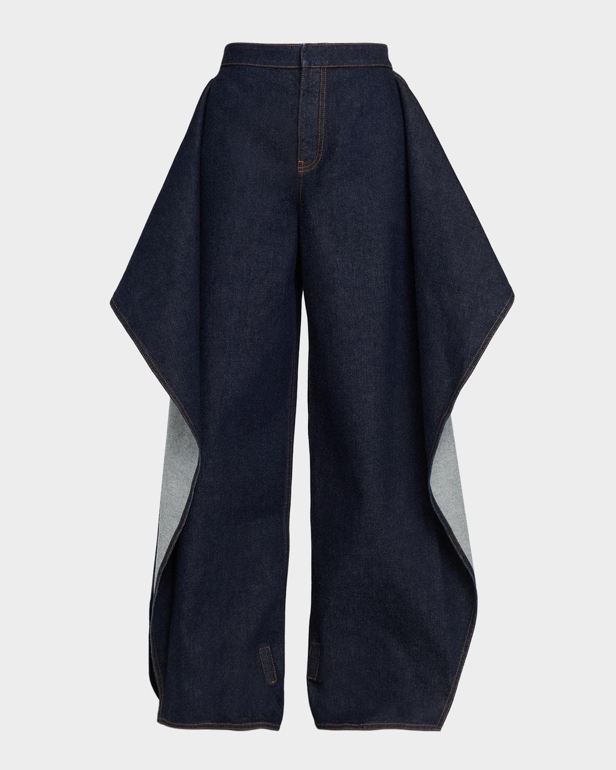 ALAÏA Ruffle Flap Wide-Leg Denim Pants