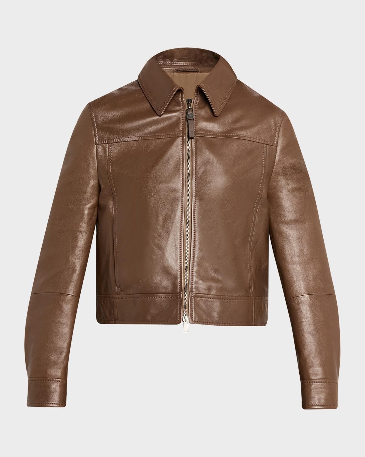 Brunello Cucinelli Leather Cropped Jacket