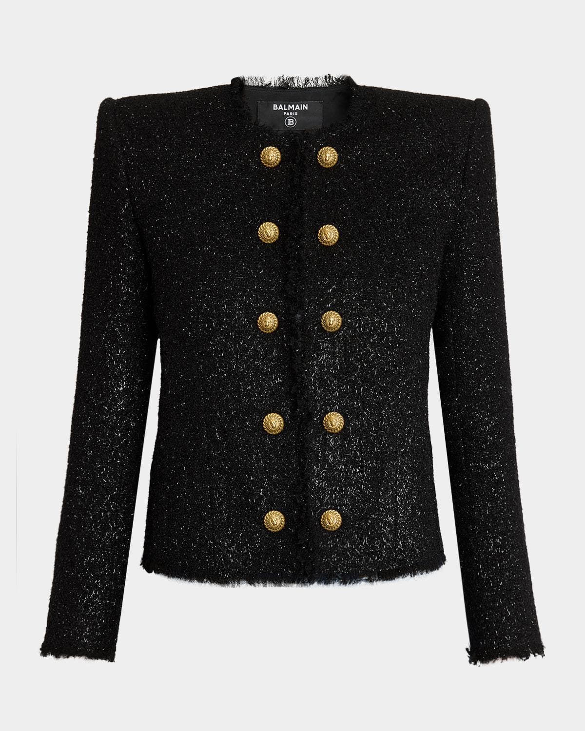 Balmain Buttoned Glitter Tweed Cardigan