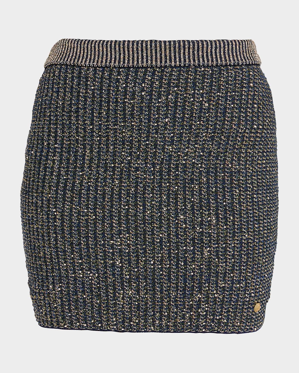 Balmain Glittered Tweed Mini Pencil Skirt