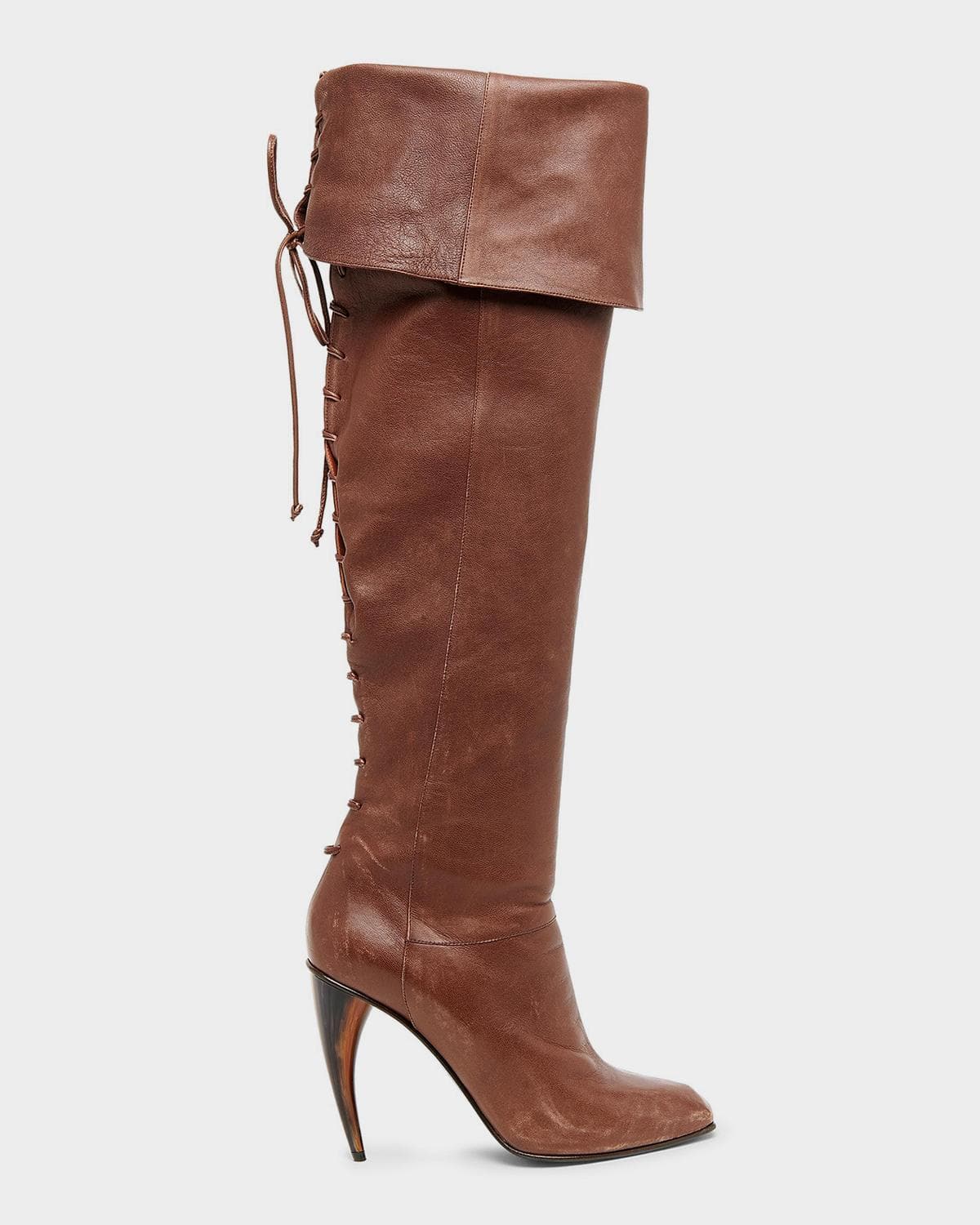 McQueen 105mm Horn Leather Knee-High Boots