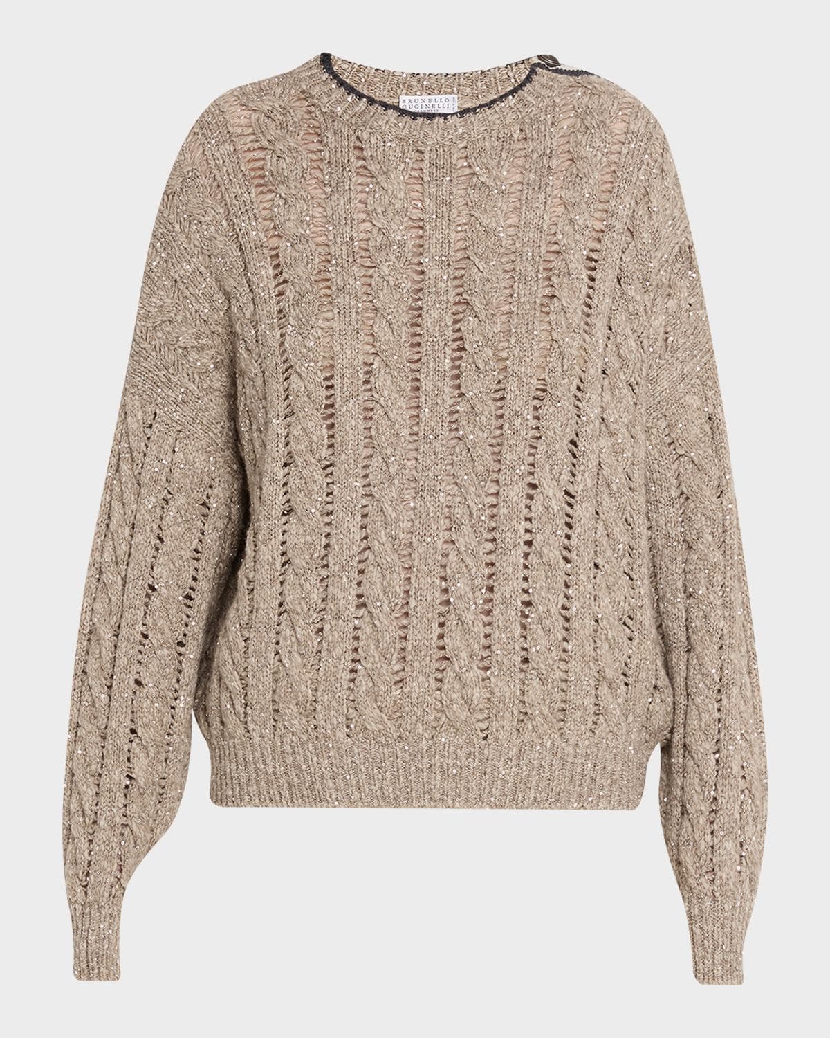 Brunello Cucinelli Sparkly Cable-Knit Sweater