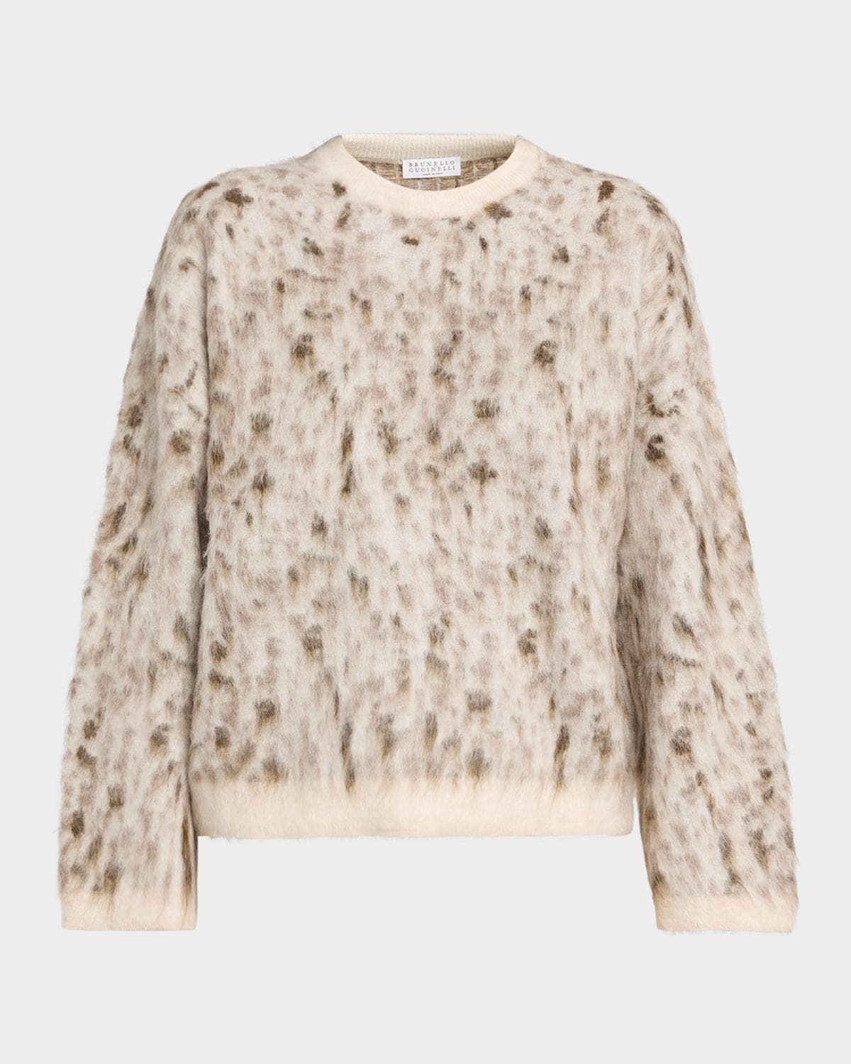 Brunello Cucinelli Blurred Jacquard Cashmere Knit Sweater