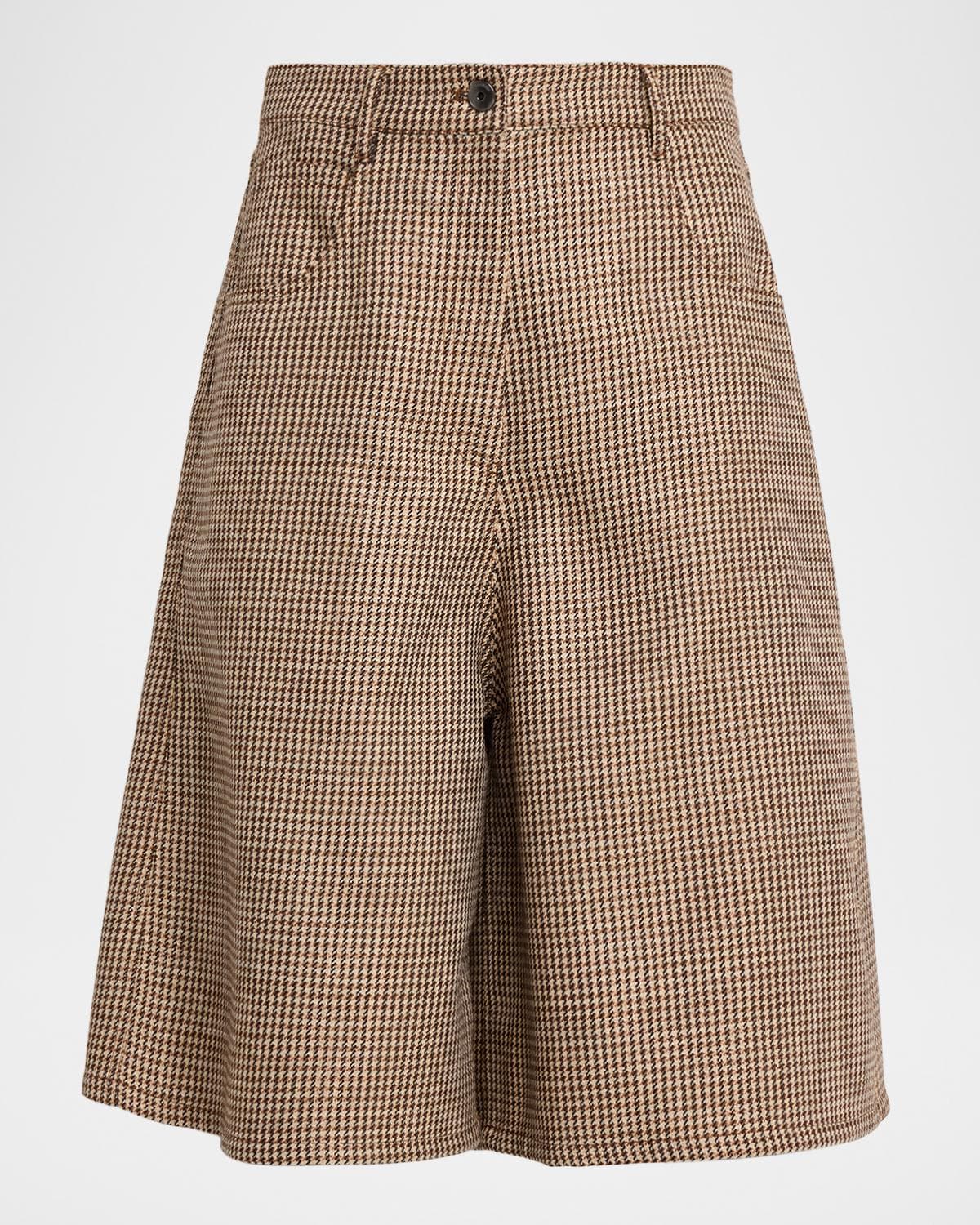 Brunello Cucinelli Wool-Blend Houndstooth Bermuda Shorts