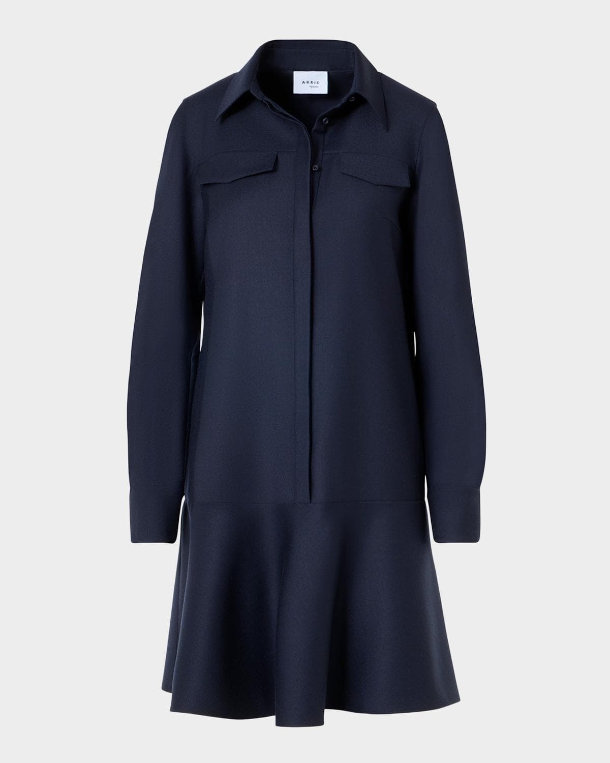 Akris punto Wool Flannel Mini Shirtdress