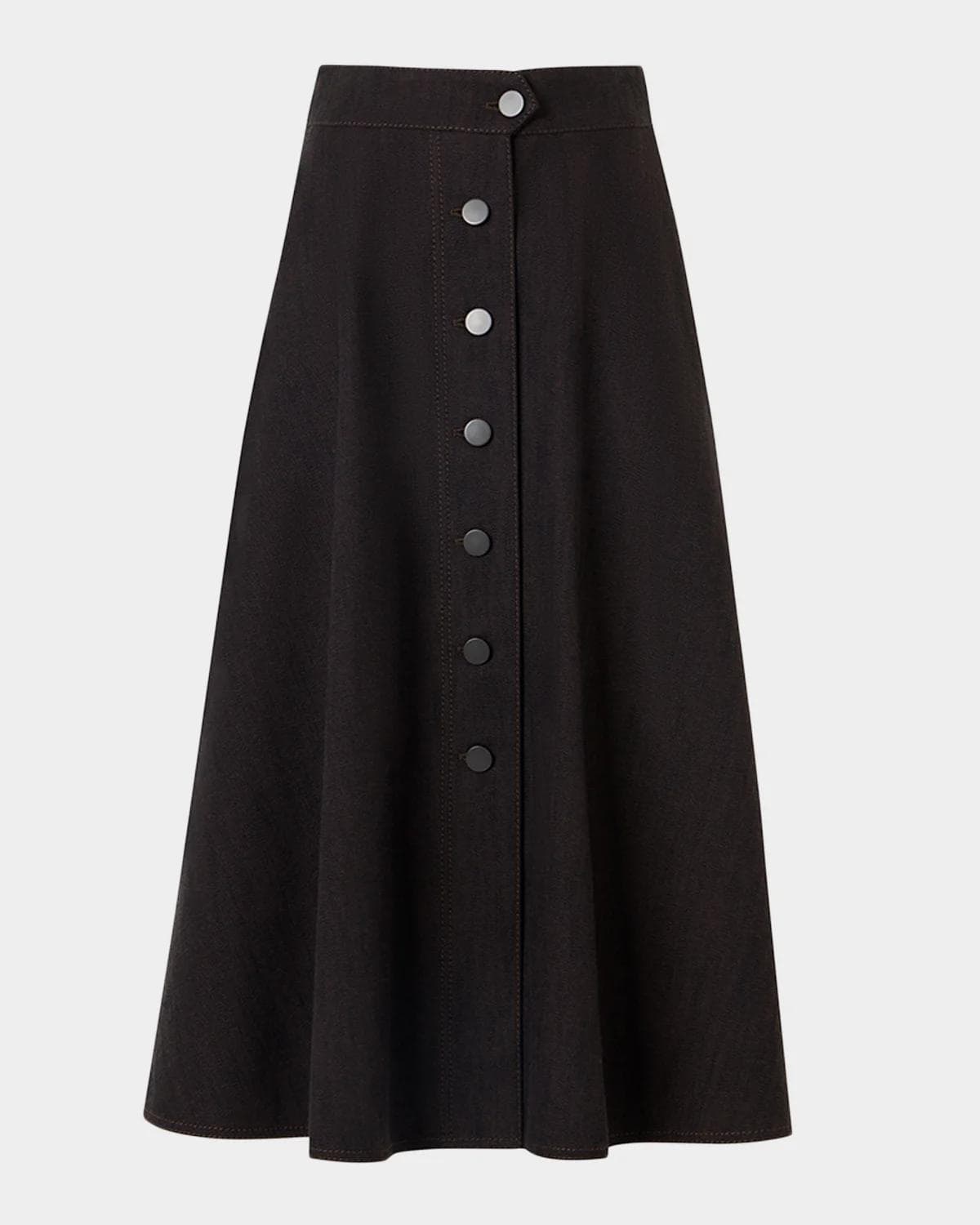 Akris punto Button-Front Cotton Denim Midi Skirt